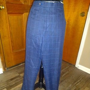 Navy Blue with light blue window pain print dress slacks.